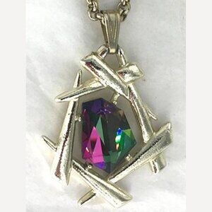 NOS Exquisite Vintage “Chinese Modern” WATERMELON Stone Sarah Coventry Pendant